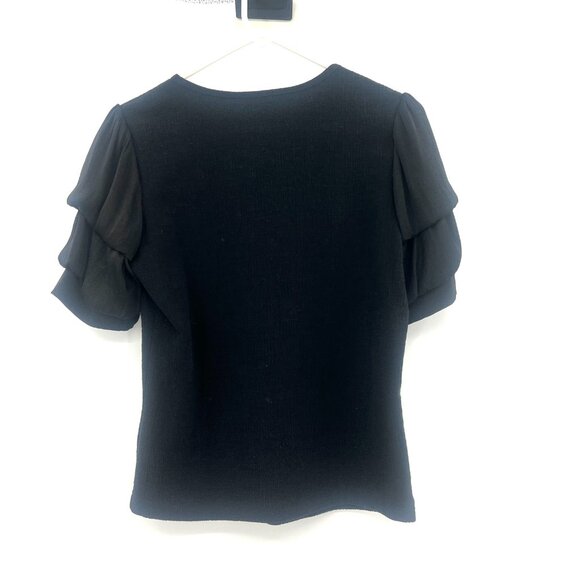 Current Air Black Mixed Media Short Sleeve Top Women's XS - Picture 3 of 4